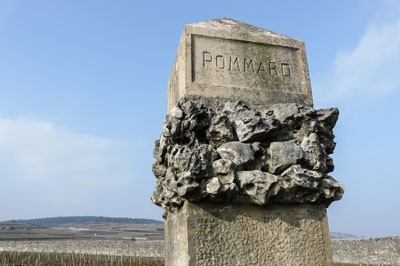 Decorative stone marker reading 